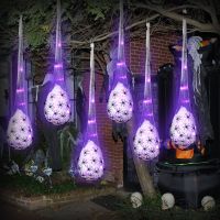 【YP】 Hanging Egg Sacs with Lights Spiders Haunted Props for Indoor Outdoor