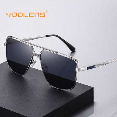 Yolens แว่นตากันแดดสี่เหลี่ยมเรโทรตกปลากรอบโลหะเรโทรผู้ชาย,แว่นตากันแดดกลางแจ้ง UV400โพลาไรซ์ขับรถ