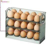 3ชั้น30ไข่กล่องไข่ลิ้นชักประเภทคอนเทนเนอร์พลาสติกตู้เย็น Anti-Drop EggBox Rack สนับสนุน Stackable Kitchen