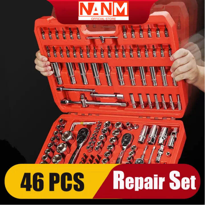 46pcs Tool Box Car Motorcycle Repair Set Hand Tools Home Service motor
