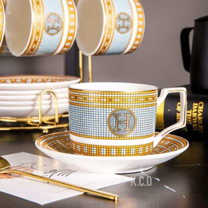 Luxury Brand Gold rim Tea Cup and Saucer Set Lazada PH