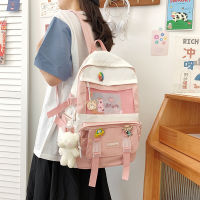 Fashion Colorblock Student Schoolbag Primary School Girls Shoulder Messenger Bag Mens and Womens School Bag Shoulder Make-up Class Portable Student Schoolbag