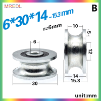 MREDL ล้อเลื่อนล้อเลื่อนล้อเลื่อน8x30x14มม. 1ชิ้น, ล้อร่อง U, ล้อนำทาง6x30x14มม. ล้อกลิ้งป้องกันสนิม