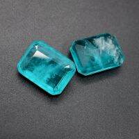 Synthetic Paraiba Tourmaline Neon Blue Brazilian Loose Gemstone Octagon Faceted With Inclusions&amp;Abrasions Natural Various Sizes Professional Audio Acc