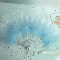 [Gorgeous] Hot Sale Lolita Feather folding Fan สาวญี่ปุ่นหวานนางฟ้าสาวโกธิคศาลเต้นรำมือแฟนกับจี้ของขวัญตกแต่งงานแต่งงาน