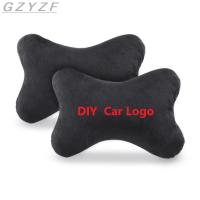 DIY Logo Car Neck Pillow Cotton Flannel Belt for BMW Benz Audi Tesla Hyundai Creta Tucson VW Golf Tiguan Kia Rio Sportage