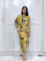 2MUAY ASYMMETRIC PRINTED TOP WITH SKIRT PLEAT SET เซ็ตพลีทคุณภาพ รุ่น GPC91521 /GPC92081-1 3สี FREESIZE