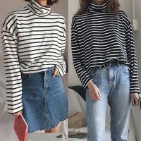 Feng Qi Womens Fashion Autumn Casual Stripe Tops Ladies Long Vintage Loose Pullover