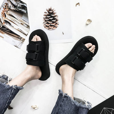 【35-44】รองเท้า แฟชั่น ญ รองเท้าผู้หญิง รองเท้าแตะ สไตล์เกาหลี สไตล์เก๋ สีดำ รองเท้าแตะผ้า รองเท้าแตะ สำหรับผู้หญิง 2023 ใหม่ 072304