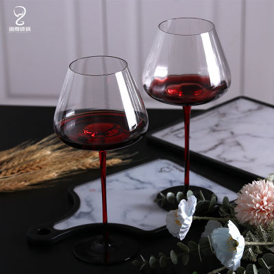แก้วคริสตัลบอร์โดซ์ไทสีดำทรงสูงหรูหราแก้วไวน์แดงเบอร์กันดีสร้างสรรค์สำหรับบ้าน