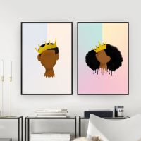 Black Girl Magic Young King Queen Crown ภาพวาดผ้าใบ Wall Art โปสเตอร์พิมพ์ Gallery รูปภาพตกแต่งห้องนั่งเล่น