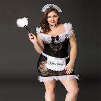 Wholesale Plus Size Sexy Lace Cosplay Maid Lingerie Dress Hot Transparent Large Size Roleplay Service Dress Night Club Costumes