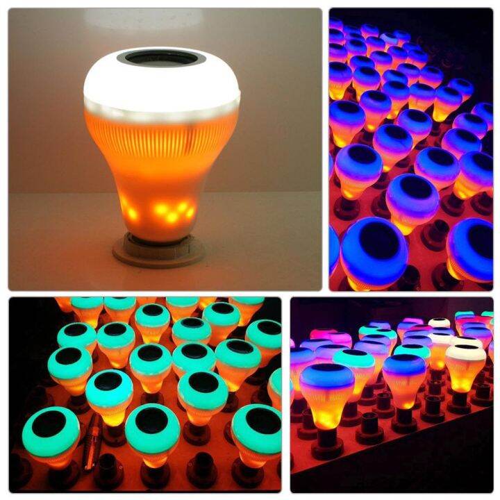 โปรโมชั่น-หลอดไฟลำโพงบูลทูธ-โคมไฟ-led-bluetooth-music-bulb-speaker-เปลี่ยนได้หลากสี-มาพร้อมรีโมท-และขั้วเกลียว-e27-ราคาถูก-หลอด-ไฟ-หลอดไฟตกแต่ง-หลอดไฟบ้าน-หลอดไฟพลังแดด