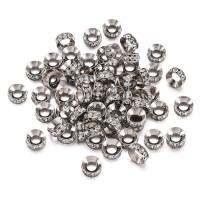 Pandahall 100pc Flat Round Alloy Rhinestone Bead Spacers  DIY Jewelry Finding Size:9~10x4mm Hole: 4~5mm Beads