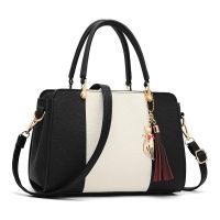 Bag new female 2021 winter fashion handbag high-capacity PU leather color matching one shoulder inclined shoulder bag