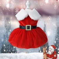 ZZOOI Pet Christmas Clothes Dog Dress Xmas Dress Waistband Bow Decoration Holiday Dresses Puppy Skirt Comfortable Pet Supplies