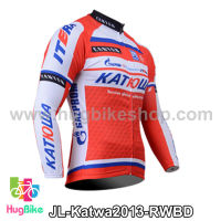 เสื้อจักรยานแขนยาวทีม Katwa 13 สีแดงขาวน้ำเงิน