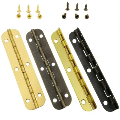 2pcs Cabinet Door Luggage Hinges 6 Holes Jewelry Wood Boxes Hinge Furniture Decoration with Screws Gold/Silver/Bronze