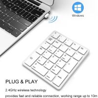 Jomaa Silver Wireless Number Pads Rechargeable USB Numeric Keypad Portable Financial Accounting Number Keyboard for Laptop
