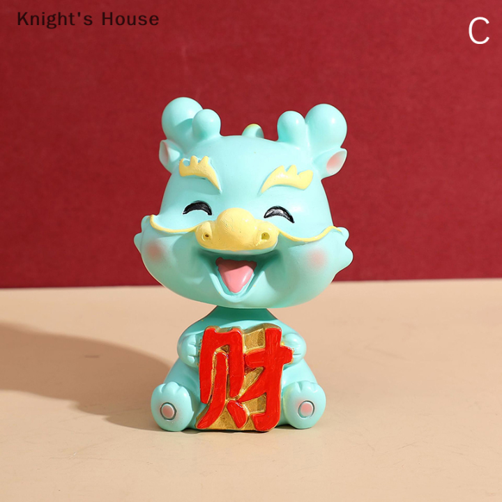 knights-house-รูปปั้นมังกรรูปปั้นสัตว์รูปปั้นจีนรูปปั้นตกแต่งภายในรถ-bobble-ราศีหัวรูปโชคดีเรซิ่นขนาดเล็กหัว