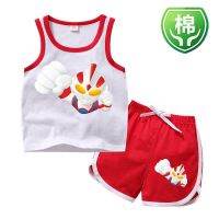 Pure Cotton Ultraman Superman Childrens Clothing Boys and Girls Vest Suit Boys Cartoon Ultraman Shorts Two-Piece Set X02J