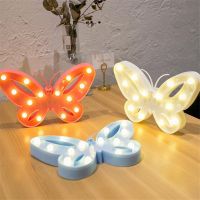 ┇♚ஐ Pink Butterfly Lights Cartoon Letter Night Light Decorative for Bedroom Christmas Gift for Girl Children Battery Powered