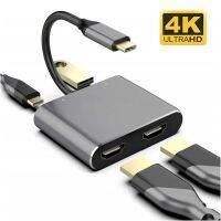 USB C Type-C สายฟ้าไปยัง Dual HDMI-Compatible 4K USB 3.0 PD สถานีฐานคอนเวอร์เตอร์ฮับสำหรับ PC แล็ปท็อปแมคบุ๊คจอทีวี