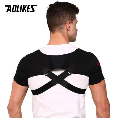 AOLIKES Adjustable Gym Sports Care Double Shoulder Support Back Brace Guard Strap Wrap Belt Band Pads Black Bandage Men Women