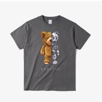 New Funny Teddy Bear Robot Tshirt Men Robotic Bear Shirt Casual Clothes Men‘s Fashion Clothing Cotton T-Shirt Tee Top