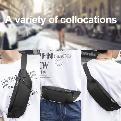 Fanny Pack Bag with Headphone Jack &amp; Adjustable Strap Black Water-Resistant Small Waist Pack for Sports Hiking Running