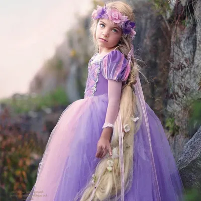 2021 Girls Carnival Princess Dresses Gown Long Fancy Party Dress Children Clothing Christmas Cosplay Costume Baby Girls Clothing