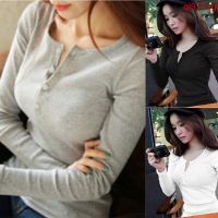 COD DSFDGDFFGHH Womens Solid Color Long-sleeved T-shirt Womens Shirts Slim Body Slimming Large Size Shirt