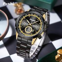 POSHI Top Brand Fashion Mens Watches Luminous Waterproof Stainless Steel Watch Quartz Men Date Calendar Business Wristwatch