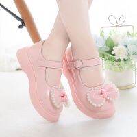 Girls princess shoes 2023 spring and autumn new fashion small leather shoes with bow middle big boys and girls light performance shoes