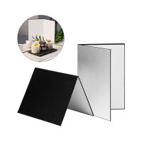 3-in-1 Photography Cardboard Paperboard Folding Photography Reflector Diffuser Board (Black + White + Silver) for Still Life Product Food Photo Shooting, A4 Size