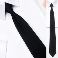 Black Simple Clip on Tie Security Tie Doorman Steward Matte Funeral Tie for Men Women Students-BIANO