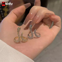 Maidu Jewelry แหวนงูรูปสำหรับผู้หญิงล่าสุดประดับเพทายเต็มรูปแบบซูเปอร์แฟลชแหวนเทพธิดาเปิด