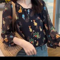 French floral for women 2023 new early autumn style casual loose long-sleeved chiffon maternity top