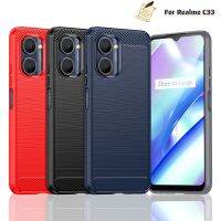 เคสซิลิโคน C30s C30สำหรับ Realme C33กันรอยขีดข่วนกันกระแทกครึ่งปกแบบคลุมสำหรับ RealmeC33เคสสมาร์ทโฟนเคสธุรกิจแฟชั่นคาร์บอนไฟเบอร์กันกระแทกฝาครอบด้านหลัง