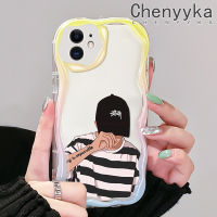 เคส Chenyyka สำหรับ iPhone 11 11 Pro 11 Pro Max เคสแฟชั่นลายเด็กผู้ชายเป็นดีไซน์ใหม่ขอบเป็นคลื่นเนื้อครีมเคสโปร่งใสลายกล้องถ่ายรูปเคสมือถือกันกระแทกแบบใสนิ่มเรียบง่ายอ่อนโยนป้องกัน