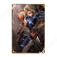 Zero Suit Samus Out ของ Varia ป้ายโลหะตกแต่งโรงรถสร้างถ้ำ Pub Wall ถ้ำป้ายดีบุกโปสเตอร์  （Stock size: 20cm * 30cm）