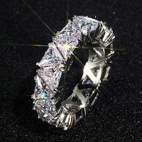 Huitan Gorgeous Women Promise Eternity Rings Geometric Triangle White Cubic Zirconia Stone Wedding Engagement Jewelry Trend