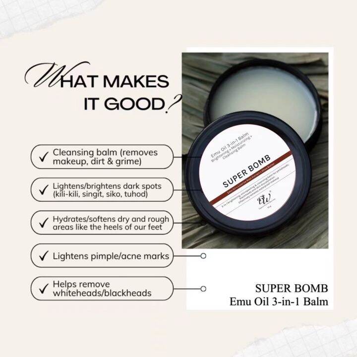 Emu Oil 3in1 makeup remover Balm Bomb 50g Lazada PH