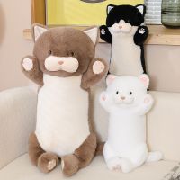 【CW】Soft Cute Anime Cat Plush Doll Animal Black Cats Stuffed Toy Cartoon Kitty Sleep Long Pillow Home Decor Lovely Kids Girls Gifts