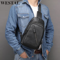 WESTAL Mens Genuine Leather Chest Pack Mens Bag Crossbody Bags for Men Fashion Design Shoulder Bags Men Leather Messenger Bag