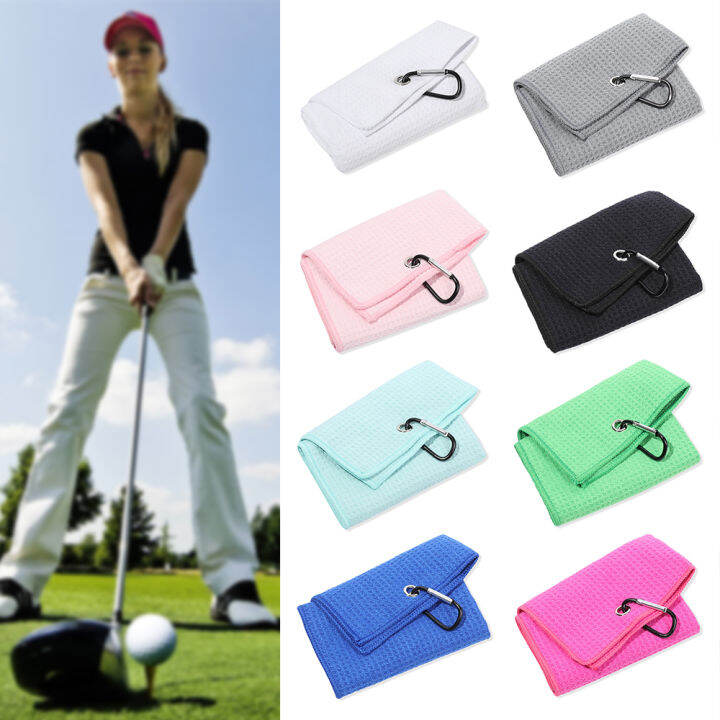 【COD&Ready Stock】Golf Towel Microfiber Water Absorption Cotton Golf Towel With Carabiner Hook