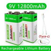 2022 New 9V 12800mAh Li-ion Rechargeable Battery Micro USB Batteries 9 V Lithium For Smoke Detector Electric Guitar Multimeter Household Security Syst