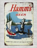 Kexle Tin Metal Sign 16 x 12 - Outdoor Metal Signs Hamms Beer Bear Fishing Lake Boat tin Metal Sign