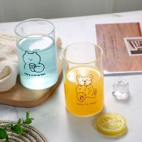 300350ML Coffee Mug Transparent Glass Cup Cute Cartoon Bear Cup Multifunctional Drinkware For Breakfast Drink Water Tea Milk