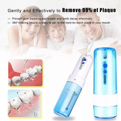 GREGORY-เครื่องทำความสะอาดฟัน เครื่องฉีดน้ำทำความสะอาดฟัน ไหมขัดฟัน Dental Water Jet แบบพกพา Waterpulse Water Flosser เหมาะสำหรับคนที่จัดฟัน ขนาดพกพา ความจุน้ำ 150 มล. ปรับความแรงน้ำ 3 ระดับ ปากสะอาดใน 1 นาที ฟรี 5 หัวฉีดเดิม